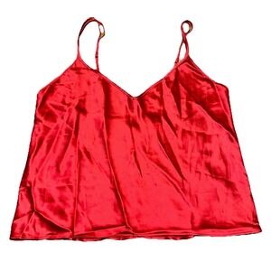 Victoria's Secret Y2K Red 100%‎ Silk V-Neck Cami Lingerie Top Romantic Women's M